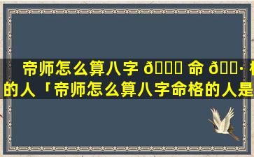 帝师怎么算八字 🐅 命 🕷 格的人「帝师怎么算八字命格的人是谁」